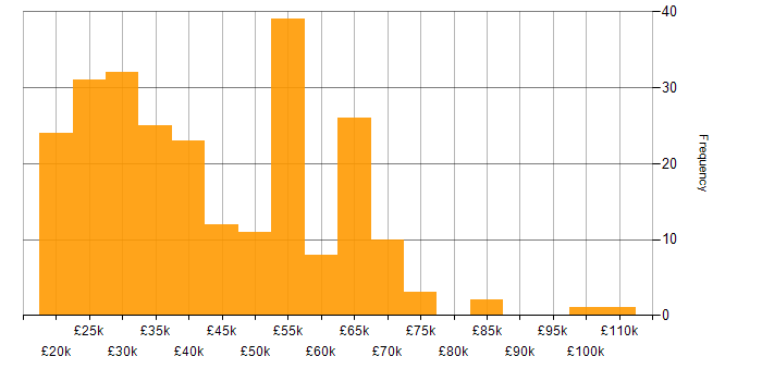 Salary histogram for Inclusion and Diversity in the Midlands