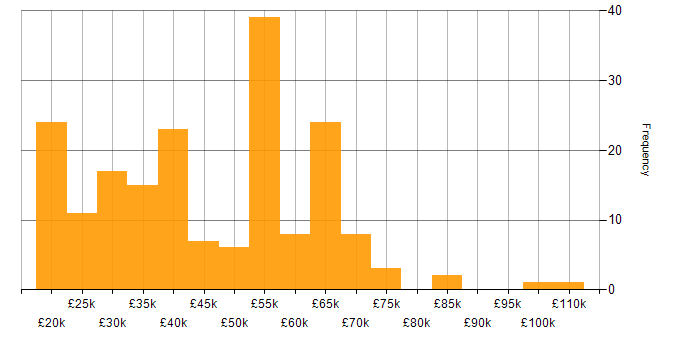 Salary histogram for Inclusion and Diversity in the West Midlands
